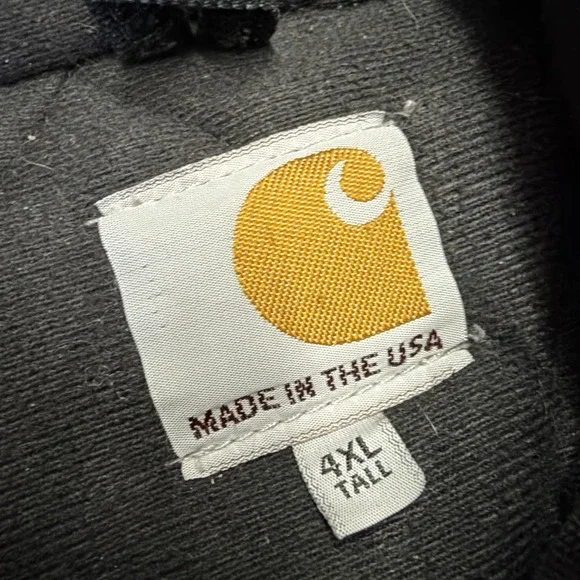Carhartt Duck Canvas Jacket Mens 4XL Tall J140 Black Hooded Full Zip Made in USA - Picture 2 of 16